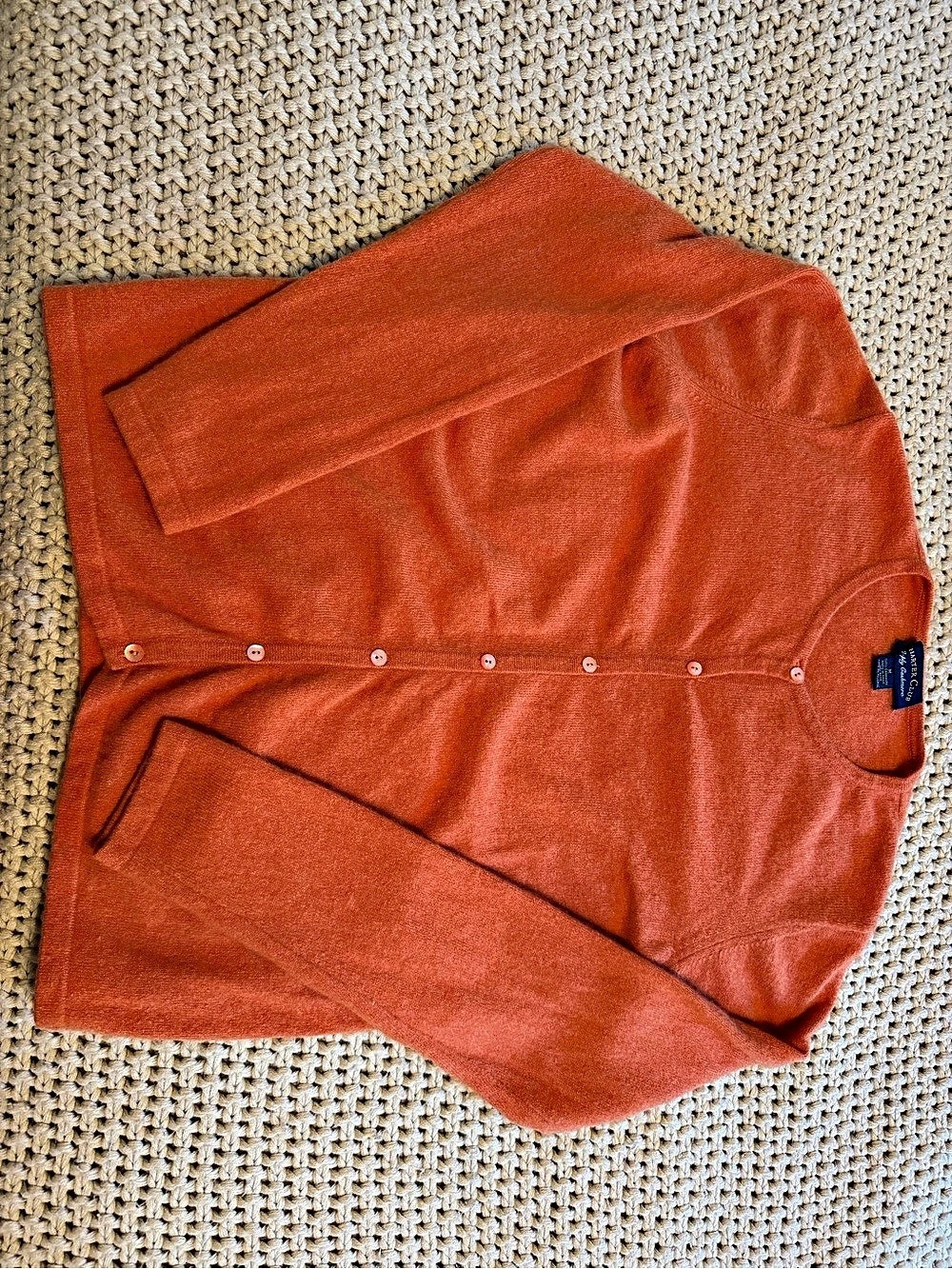 Charter Club 2-Ply Cashmere Cardigan Sweater Orange Medium